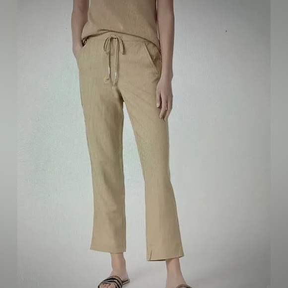 J. Crew Tie Waist Linen Blend Seaside Pant in Desert Sand - Size Medium - Picture 1 of 10